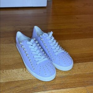 Stuart Weitzman Lavender Sneakers with Pearl Details